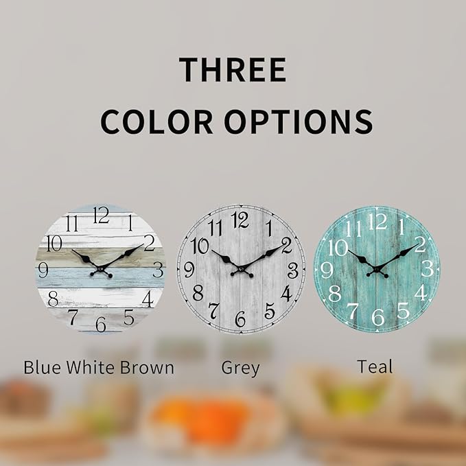 Wall Clock, 16 Inch Silent Non Ticking Wall Clocks Battery Operated, Rustic - Image 2