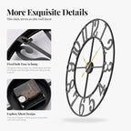 40 Inch Large Wall Clock, Silent Non-Ticking Battery Operated Black Metal Wall - Image 6