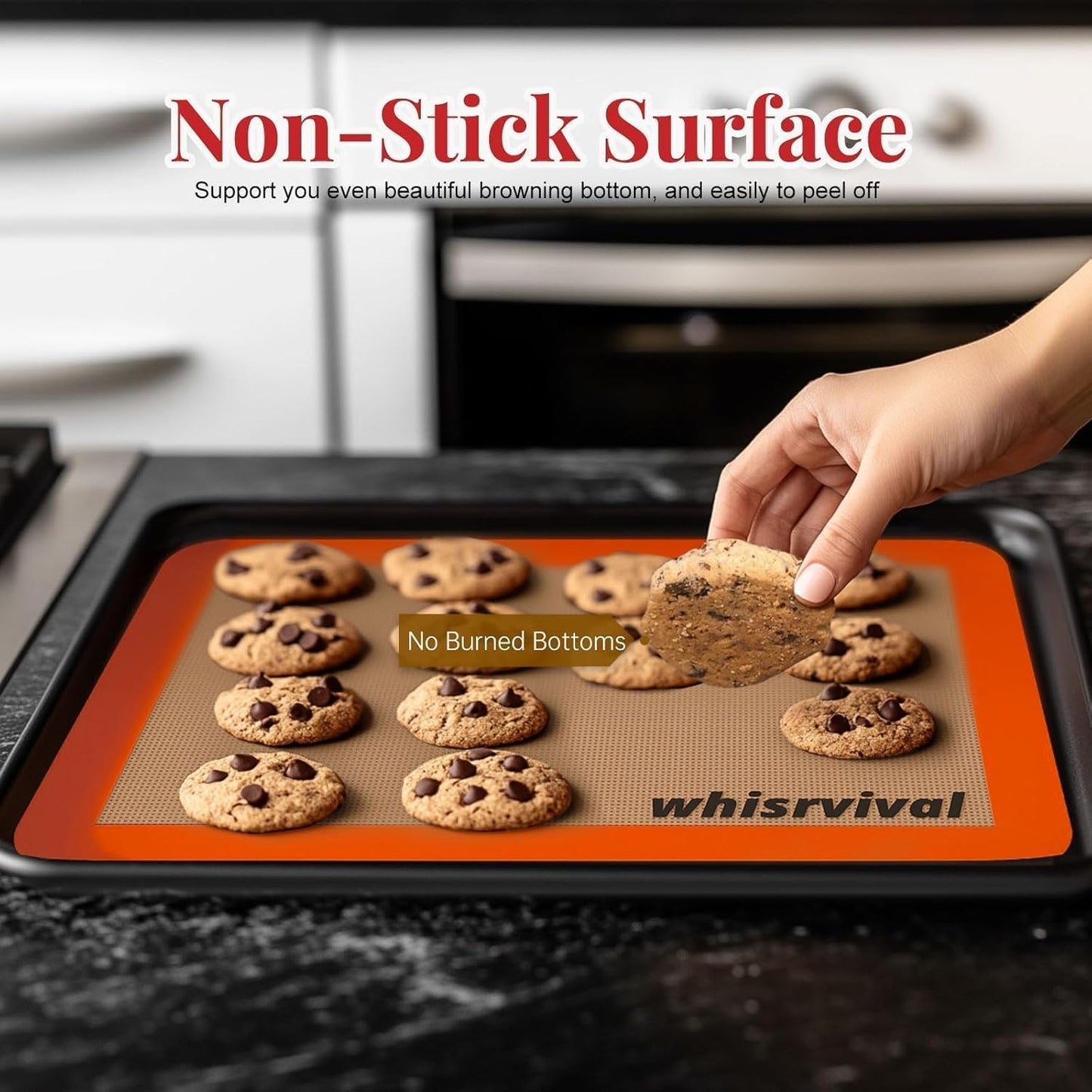 Silicone Baking Mat, Reusable Silicone Baking Sheets for Oven, 2Pcs Half Sheet(16.5"x11.6") Non-Stick Silicone Mats for Baking Cookies, Bread, Roasting Vegetables, Meat, Candy Making