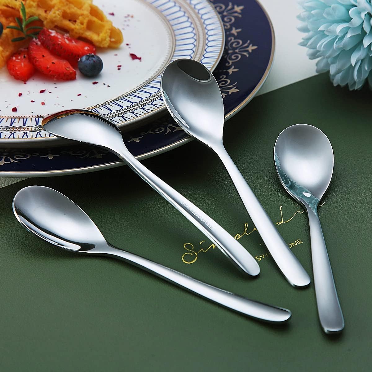 Demitasse Espresso Mini Spoons, 5.5'' Stainless Steel, Set of 6, Dishwasher Safe (Silver)
