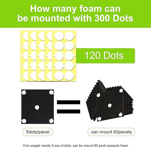 120Pcs Acoustic Foam Panels Tape, Removable Mounting Tape - Image 2