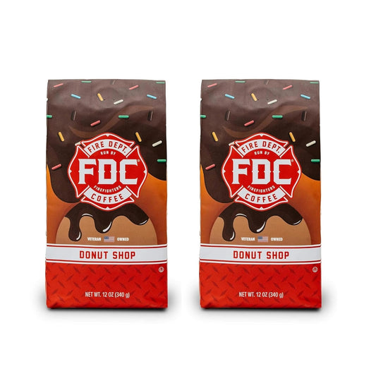 Fire Department Coffee - Gives Back to Firefighters - Donut Shop Coffee Beans - Sweet & Smooth - Medium Roast - Roasted in the USA - Veteran Owned (12 oz, Pack of 2)