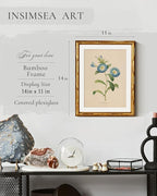 InSimSea Gold Bamboo Framed Canvas Wall Art, Retro Blue Field Bindweed - Image 3