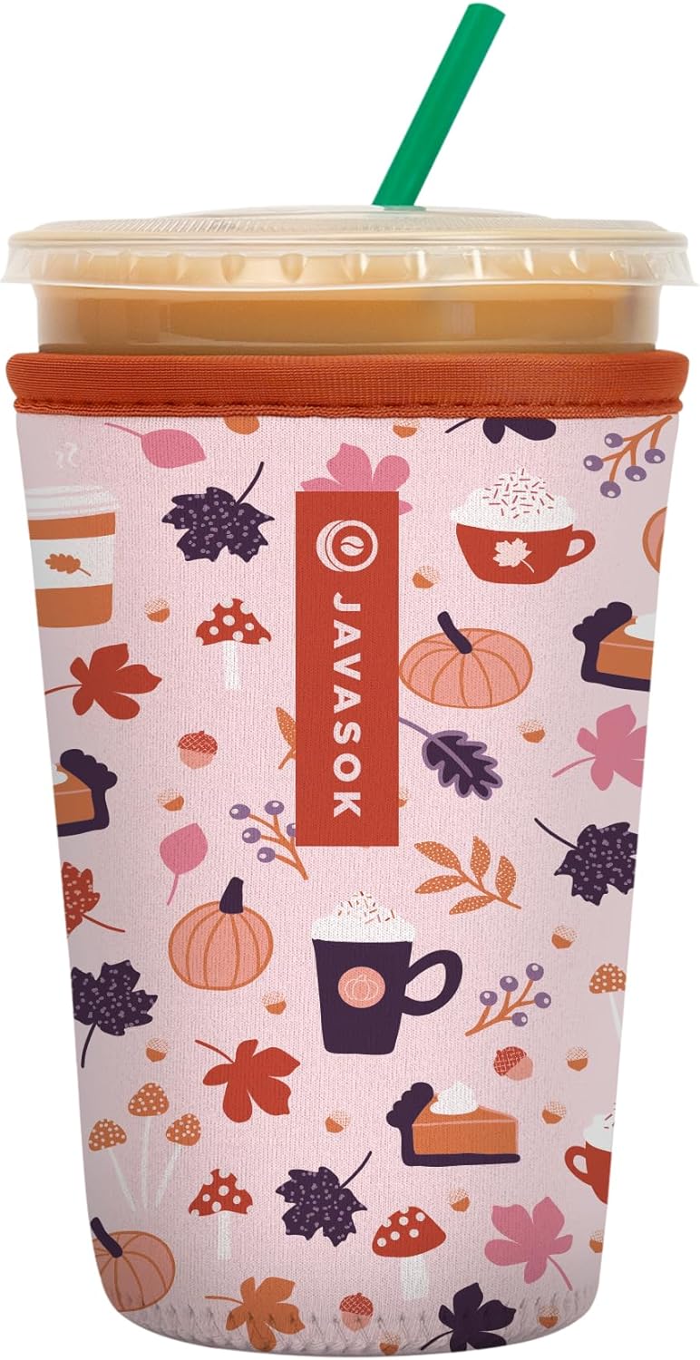 Sok It JavaSok Iced Coffee & Cold Soda Insulated Neoprene Cup Sleeve (PSL, Medium: 22-28oz)