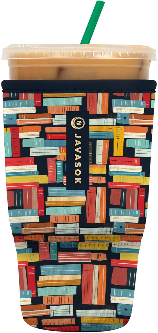 Sok It JavaSok Iced Coffee & Cold Soda Insulated Neoprene Cup Sleeve (Well Read, Large: 30-32oz)