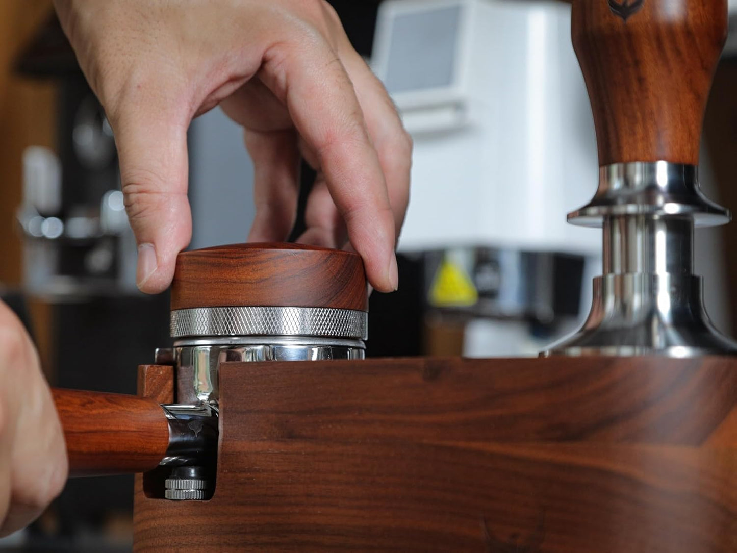 51mm Espresso Distributor Tool KNODOS Rosewood Coffee Distributor Stainless Steel 51 mm Distribution Tool Leveler with Adjustable Depth Premium Espresso Machine Accessories