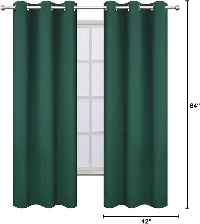 LEMOMO Dark Green Blackout Curtains/42 x 84 Inch/Set of Two Panels Grommet - Image 10
