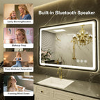24"x36" Black Framed LED Bathroom Mirror, Lighted Wall Mounted Bathroom Mirror - Image 4