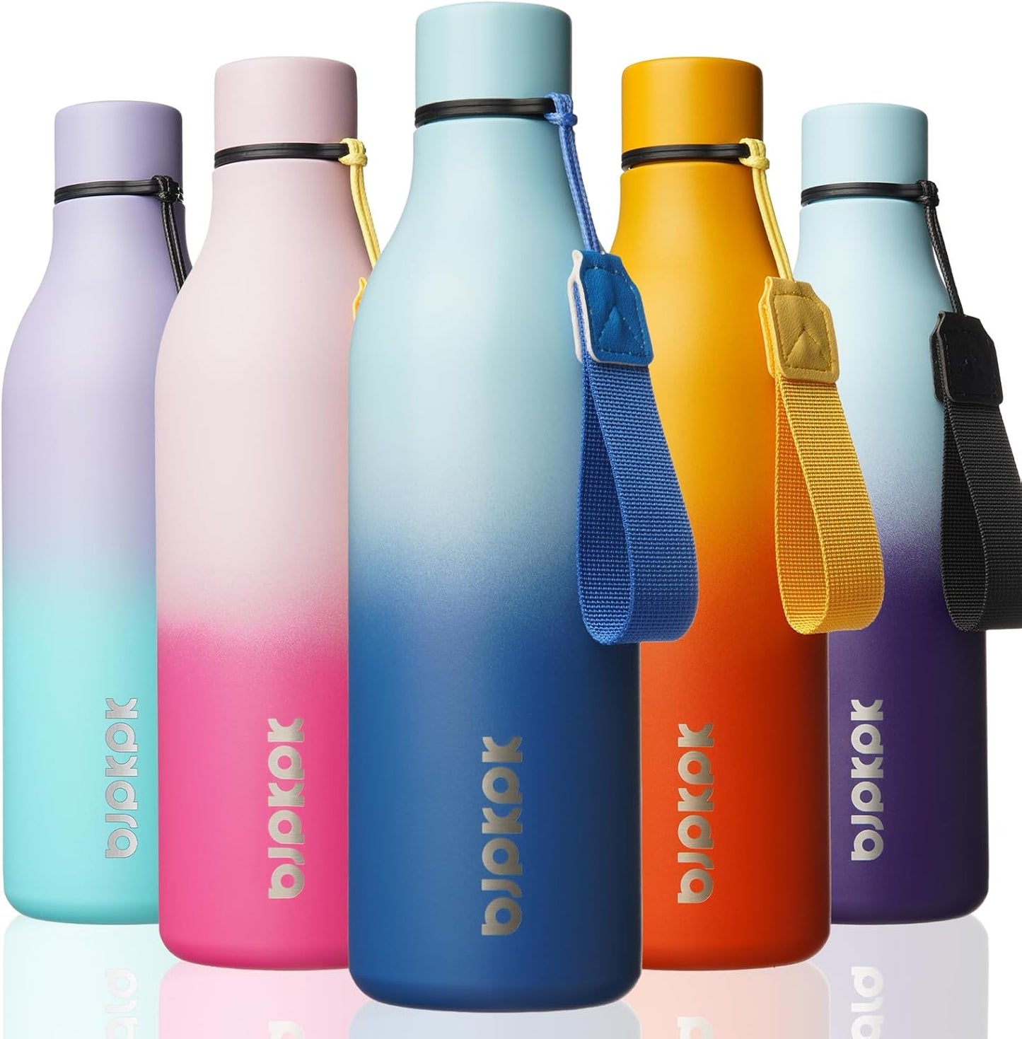 BJPKPK Insulated Water Bottles, 25 oz Stainless Steel Metal Water Bottle with Strap, BPA Free Leak Proof Thermos, Mugs, Flasks, Reusable Water Bottle for Sports & Travel, Sky