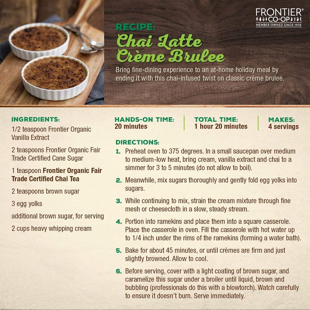 Frontier Co-op Chai Tea, Certified Organic, Fair Trade, Kosher, Non Irradiated, 16 Oz