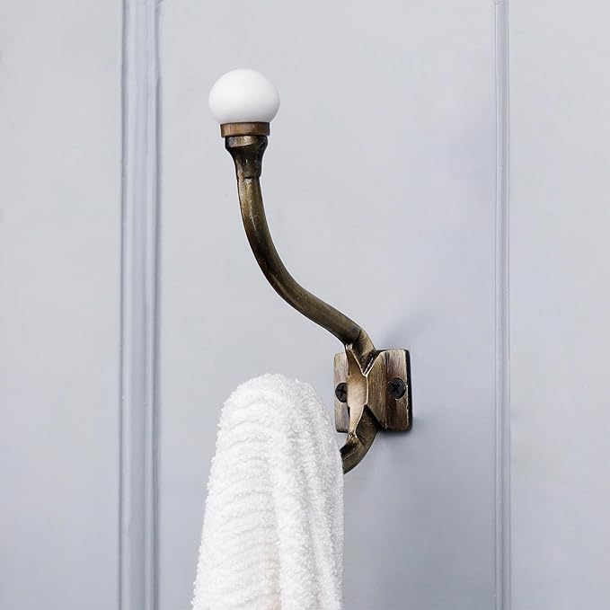 Indian Shelf Pack of 6 Heavy Duty Double Prong White Decorative Coat Hooks - Image 7