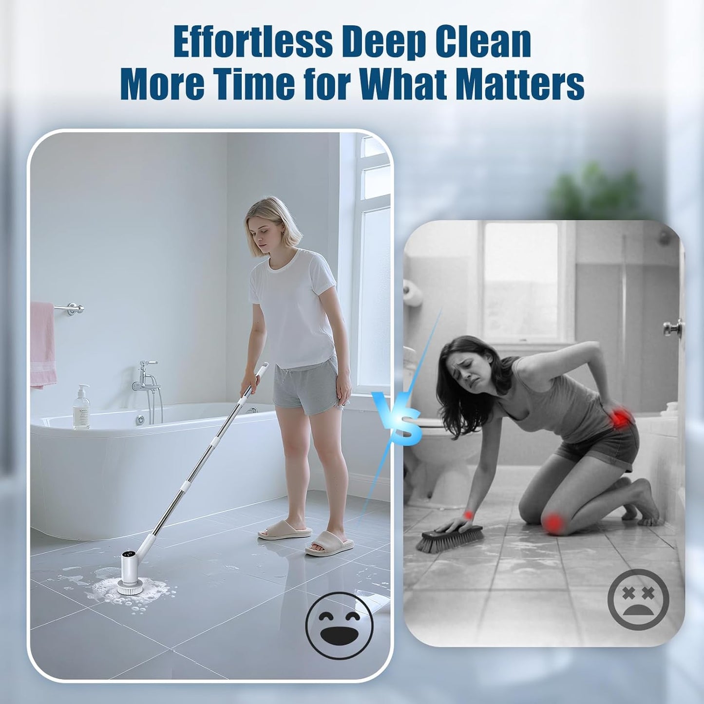 AIRROBO Electric Spin Scrubber, Cordless Electric Scrubber for Cleaning, 300 Mins Runtime, 6 Brush Heads, 47" Adjustable Handle, IPX7 Waterproof for Bathroom, Kitchen, Floors, Tiles, Car Cleaning