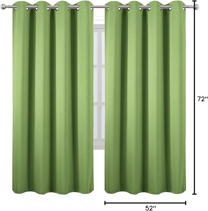 LEMOMO Light Green Thermal Blackout Curtains/52 x 72 Inch/Set of 2 Panels Room - Image 9