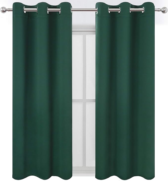 LEMOMO Green Blackout Curtains 34 x 63 Inch Length/Set of 2 Curtain - Image 2