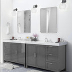 Silver Framed Bathroom Mirror, Brushed Nickel Large Rounded Corner Rectangle - Image 2