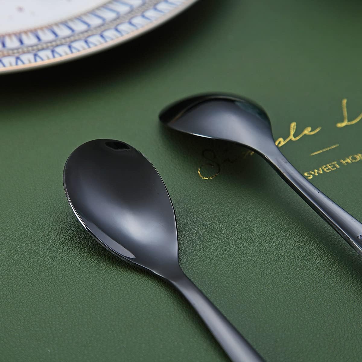 Black Demitasse Espresso Spoons, 5.5'' Mini Coffee Spoons, Set of 6, Stainless Steel, Dishwasher Safe