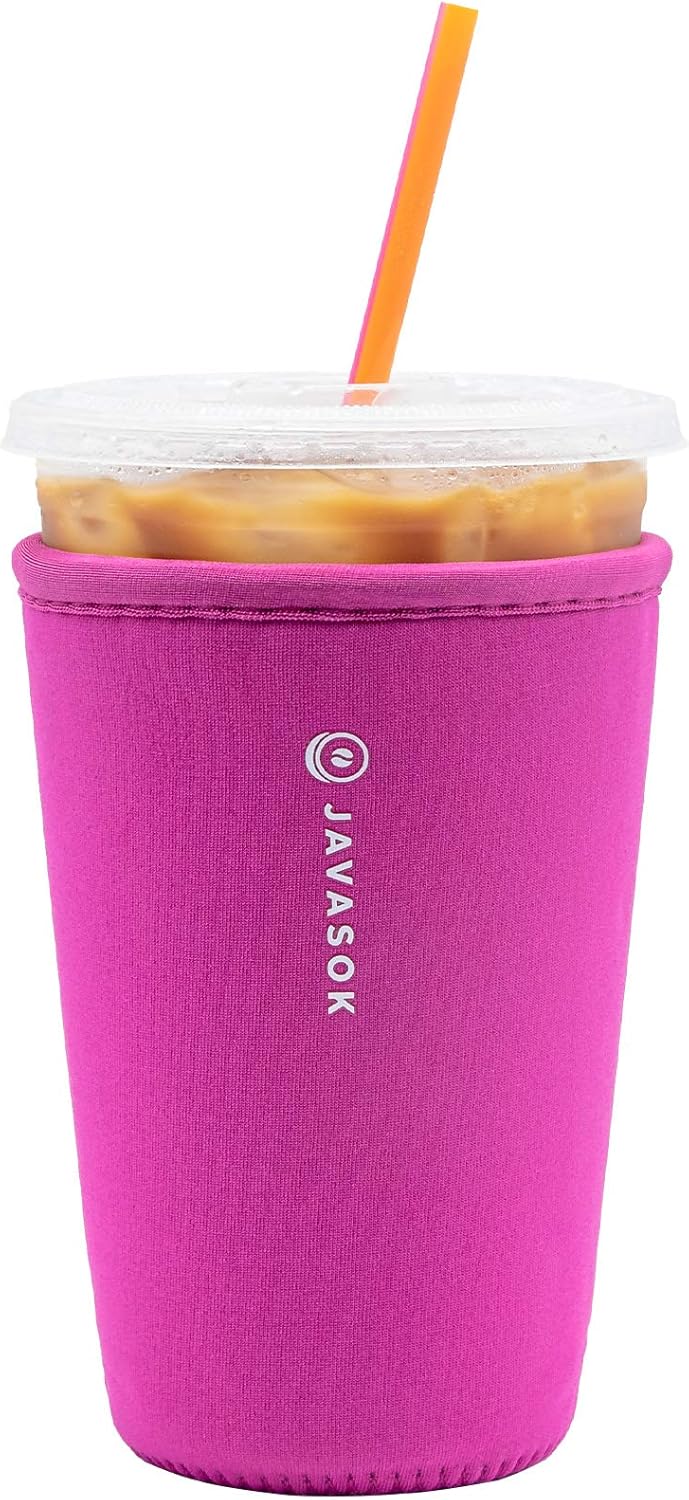 Sok It JavaSok Iced Coffee & Cold Soda Insulated Neoprene Cup Sleeve (Bright Pink, Medium: 22-28oz)