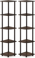 Furinno TURN-N-TUBE Corner Shelf Set of 2, 5-Tier Corner Bookshelf, Open - Image 3