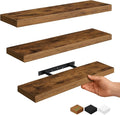 Vervida® 3 Pack Rustic Brown Floating Shelves, Holds Up to 38 Lbs, by Vervida