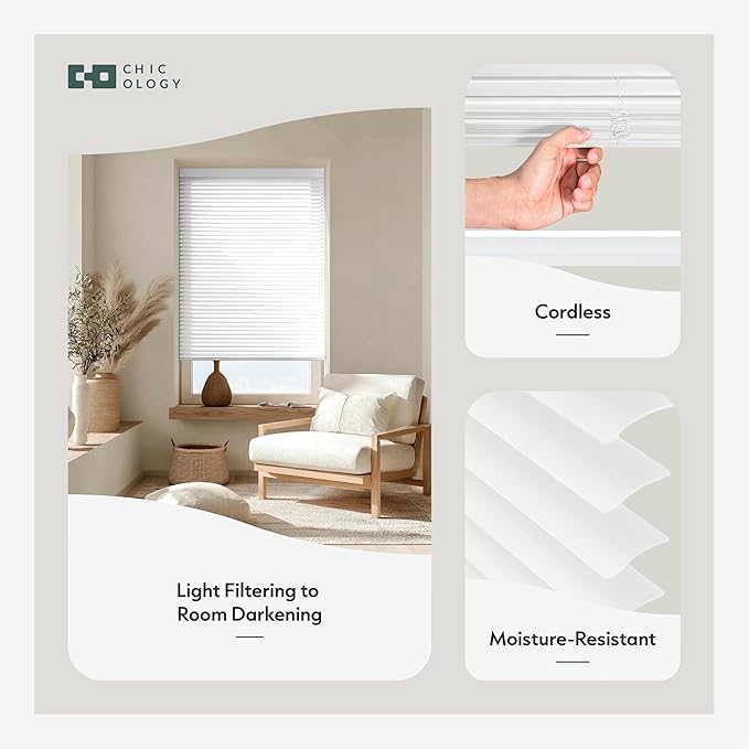 CHICOLOGY Cordless Mini Blinds for Indoor Windows, 26.5" W x 84" H, Light - Image 2