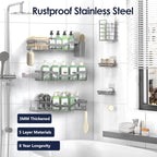 NESOMI Shower Caddy Adhesive Shower Organizer 8-Pack, Rustproof Stainless Steel - Image 5