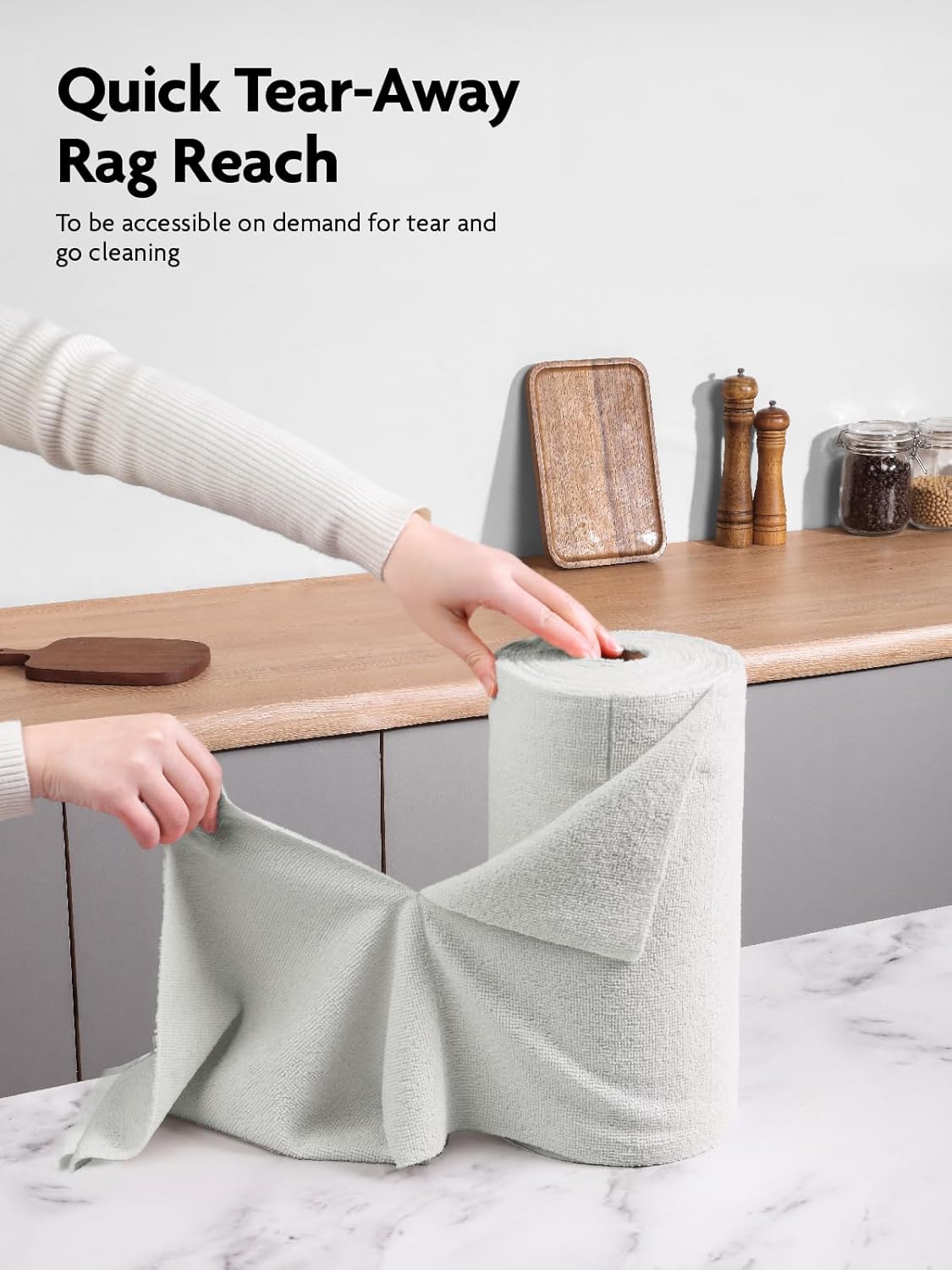 Fantasticlean Microfiber Cleaning Cloth Roll -75 Pack, Tear Away Microfiber Towels, 12" x 12", Reusable, Washable, Scratch Free, Ultra Absorbent Dishcloth for Home Supplies, Car, Pet (Cool Grey)