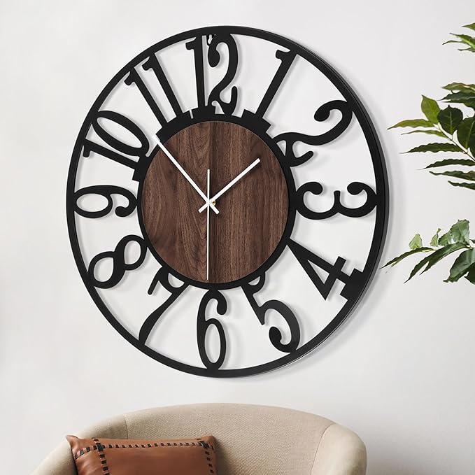 LEIKE Large Wall Clocks, Non Ticking, Battery Operated Small Vintage Round - Image 7