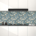 Vintage Floral Wallpaper Peel and Stick Blue White Flowers Contact Paper Vinyl - Image 3