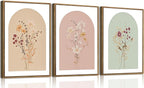KISSFOX 3 Piece Framed Wall Art Wildflower Wall Decor Floral Pictures Botanical by KISSFOX