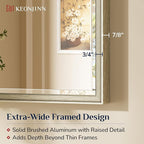Keonjinn Brushed Nickel Bathroom Mirror 24" x 36", Sculpted Wide Frame - Image 3