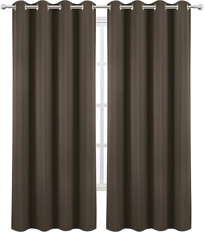 LEMOMO Blackout Curtains 66 x 95 inch/Chocolate Brown Curtains Set of 2 - Image 2