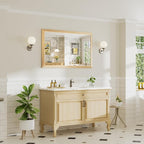 48x30 Inch Bathroom Mirror for Wall, Anti-Rust Oak Wood Grain Metal Framed - Image 3