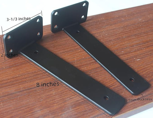 16 Pack - 8 inch Black Hidden L Shelf Bracket Iron Floating Shelf Brackets - Image 2