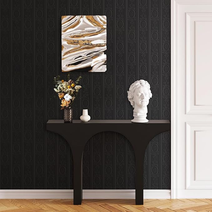 JiffDiff Wallpaper Peel and Stick Textured, 3D Black Embossed Wall Paper Stick - Image 4