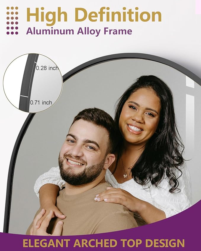 DMWOODFL 71"x30" Arched Full Length Mirror - Image 4