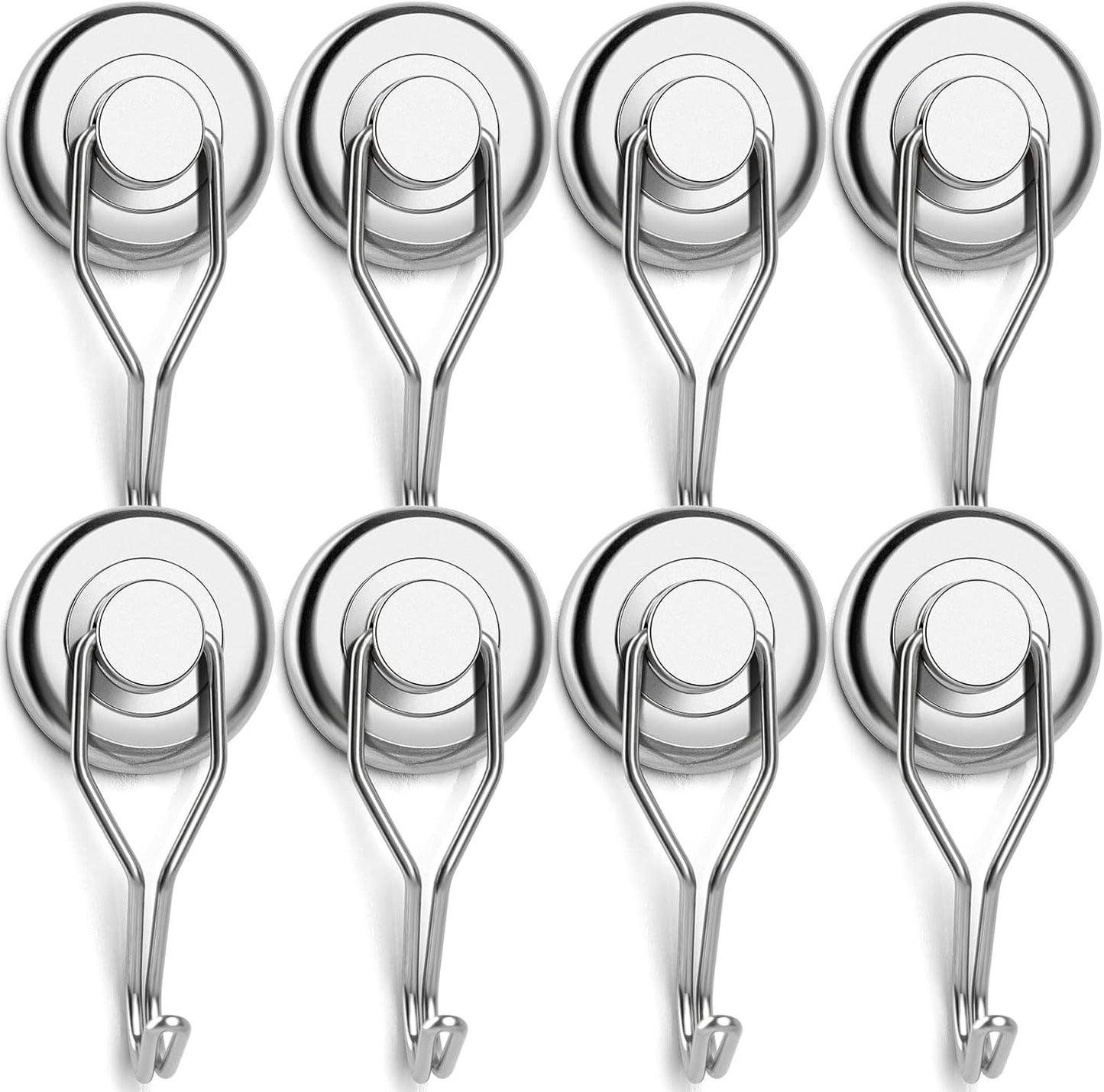 LOVIMAG Hooks, 110lbs+ Magnetic Magnet Hook 2025 Cruise Cabin Ship Essentials Heavy Duty Strong Refrigerator Fridge Hanging for Classroom Beach Vacation Kitchen Grills Home Mug Hanger (8 Pack), Silver