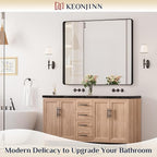 Keonjinn Black Bathroom Mirror for Over Sink, Matte Black Sandblasted Finish - Image 2