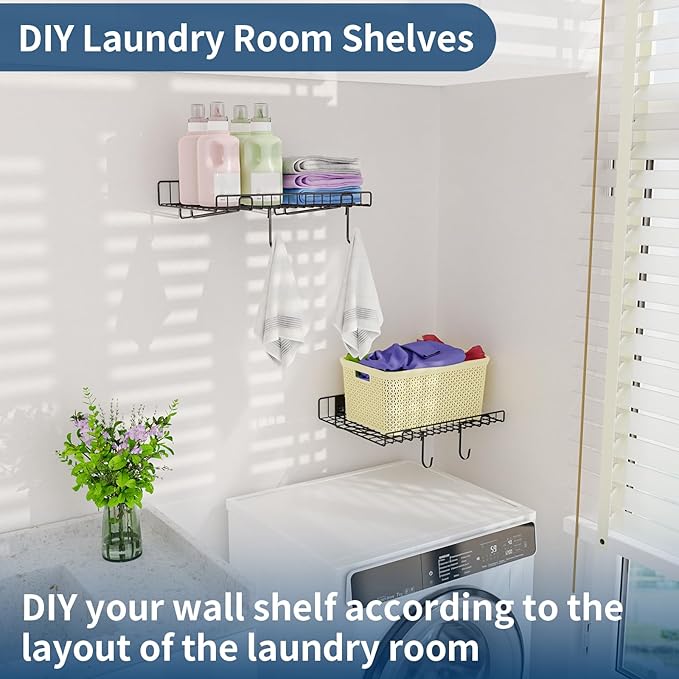 2 Pack Garage Wall Shelf, Wall Mounted Storage Shelves, Heavy Duty Metal Shelves - Image 6