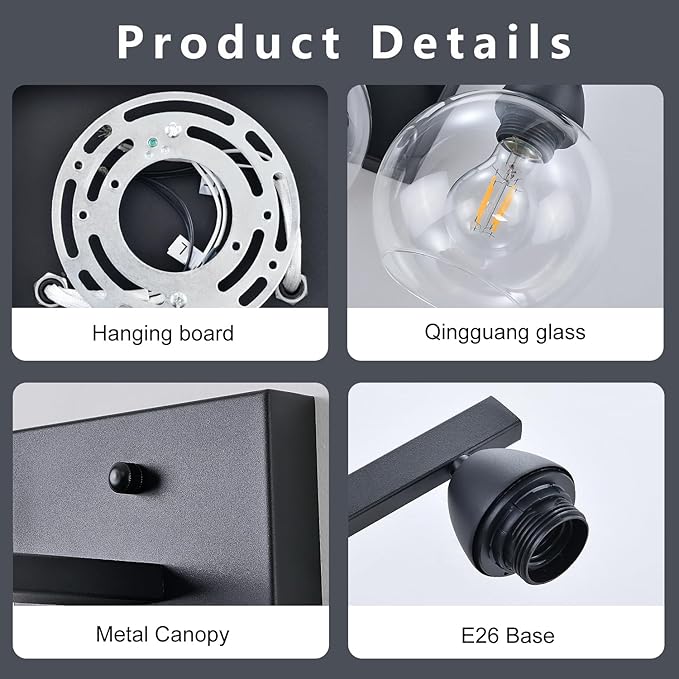 Bathroom Light Fixtures, 1-Light Matte Black Vanity Light - Image 4
