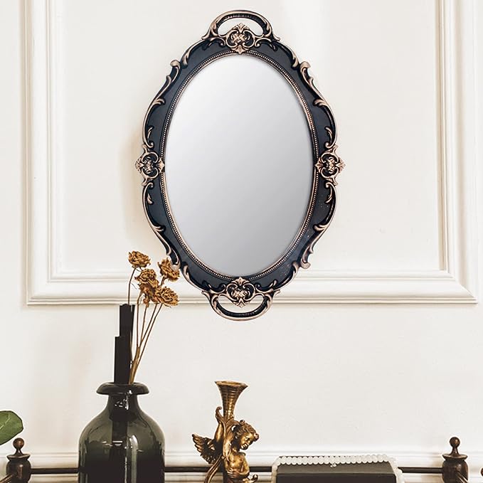 Eaoundm 14.5 x 10 inchs Oval Antique Decorative Wall Mirror Vintage Hanging - Image 2