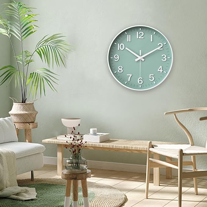 HZDHCLH Wall Clocks Battery Operated, Wall Clock Green, 12 inch Wall Clock - Image 8