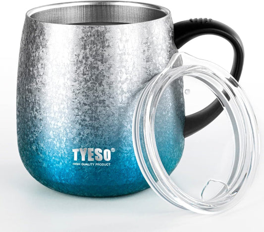 TYESO Office Coffee Mug,Vacuum Insulated Mug Double Wall Stainless Steel Tumbler Cup (Blue, 16 oz)