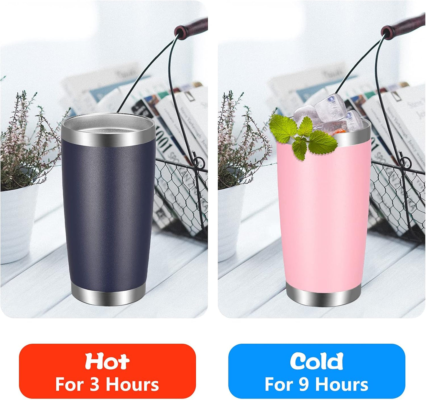 VEGOND 20oz Tumbler with Lid and Straw Stainless Steel Tumbler Cup Vacuum Insulated Double Wall Travel Coffee Mug Powder Coated Coffee Cup(Navy Blue 1 Pack)