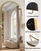 DMWOODFL 77x38 Inch Gold Arched Full Length Mirror - Image 6