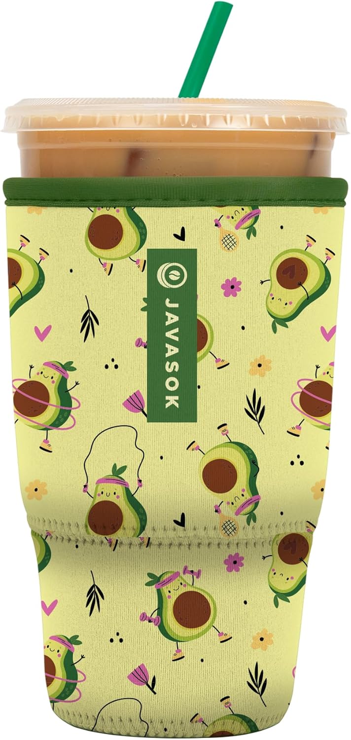 Sok It JavaSok Iced Coffee & Cold Soda Insulated Neoprene Cup Sleeve (Get Movin', Large: 30-32oz)