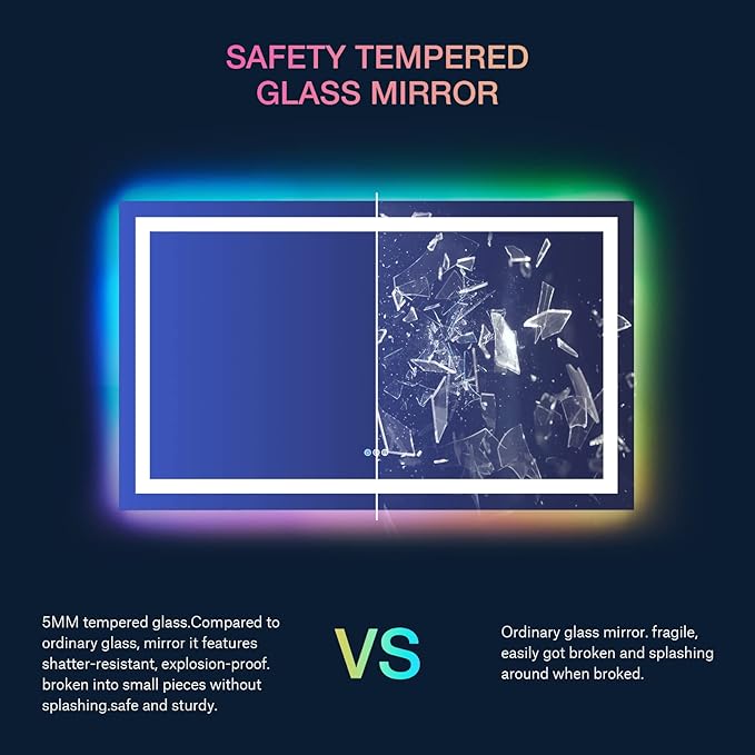 LOAAO 60X28 RGB LED Bathroom Mirror - Image 7