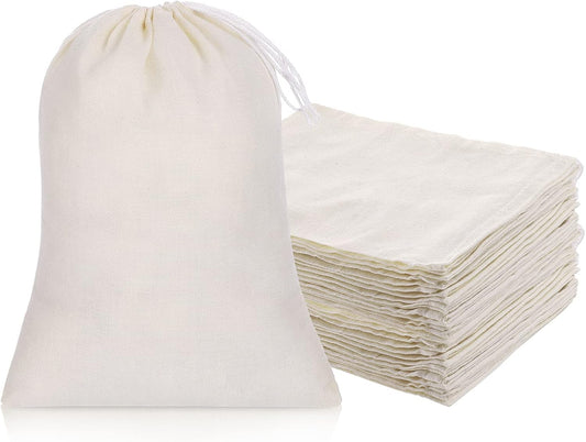 Boao 50 Pcs Cheese Cloth Tea Bags 6 x 8 inch for Straining Reusable Tea Filter Loose Empty Soup Spice Bags for Cooking Cold Brew Coffee Muslin Strainer