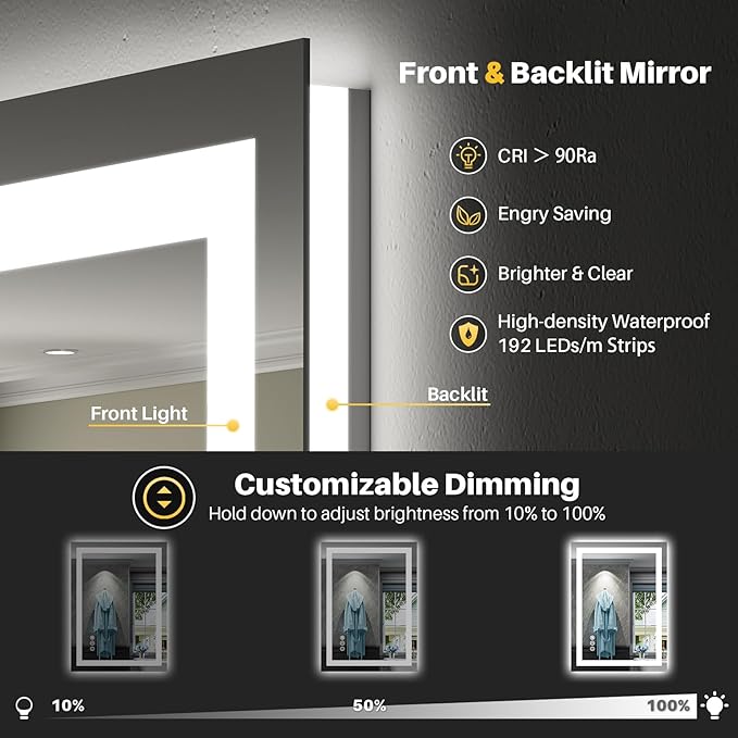 Briivue 24x30 Inch LED Bathroom Mirror - Image 3