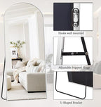 Rowjut Large 71"x30" Arched Full Length Mirror White Floor &Standing - Image 4