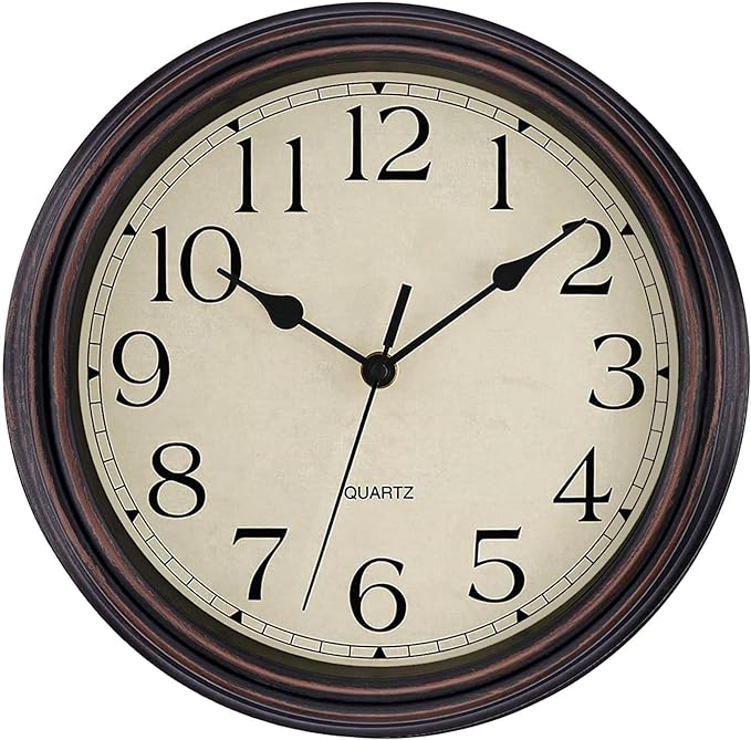 Foxtop Retro Silent Non-Ticking Round Classic Clock Quartz Decorative Battery by Foxtop